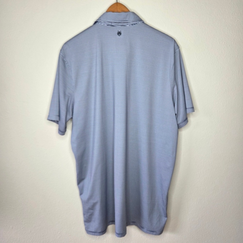 Greyson Mens XL Striped Performance Golf Polo Shirt Navy White Short Sleeve - Picture 4 of 7